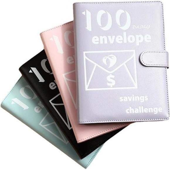 100 Envelopes Money Saving Challenge Book, PU Leather Saving Binder - Picture 7 of 8